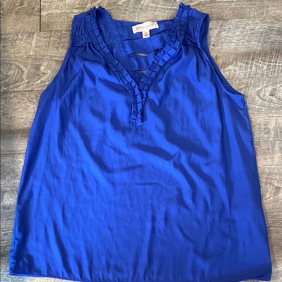 Philosophy Air Flow Ruffled top with lace up back Ultramarine Blue Tank Top - Picture 4 of 13
